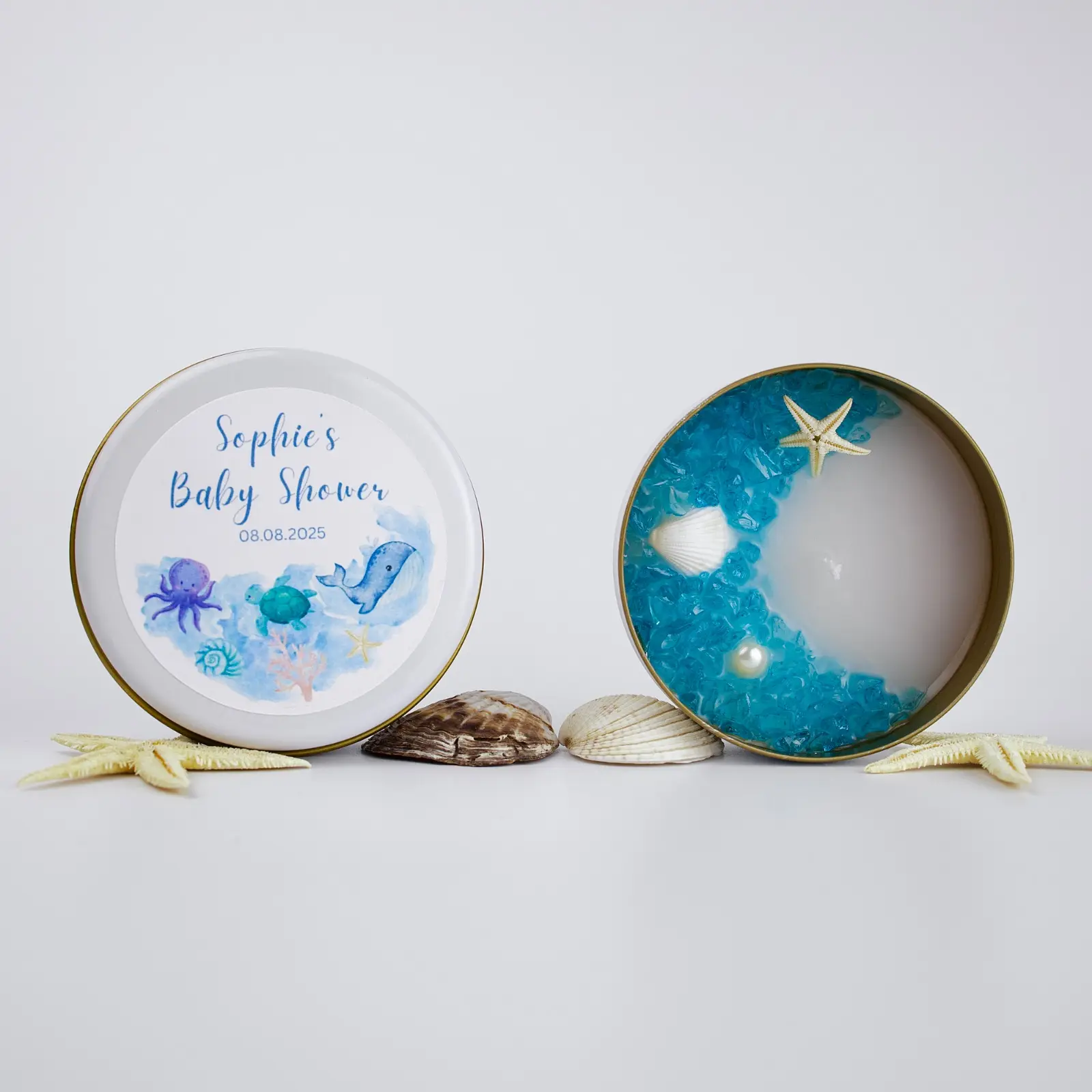 Sea Themed Baby Shower Candles by MelonFavors